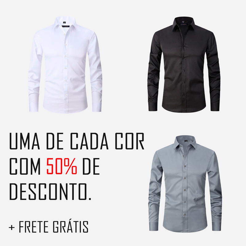 KIT 3 CAMISAS T-CARBON™  SLIM PREMIUM 50% DE DESCONTO